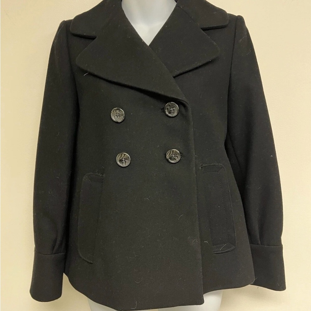 Banana Republic Classic Black Double-Breasted Women's Pea Coat Jacket Sz XS